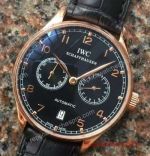 Replica IWC Schaffhausen Portuguese 7 Days Power Reserve watch IW500704 Rose Gold Black